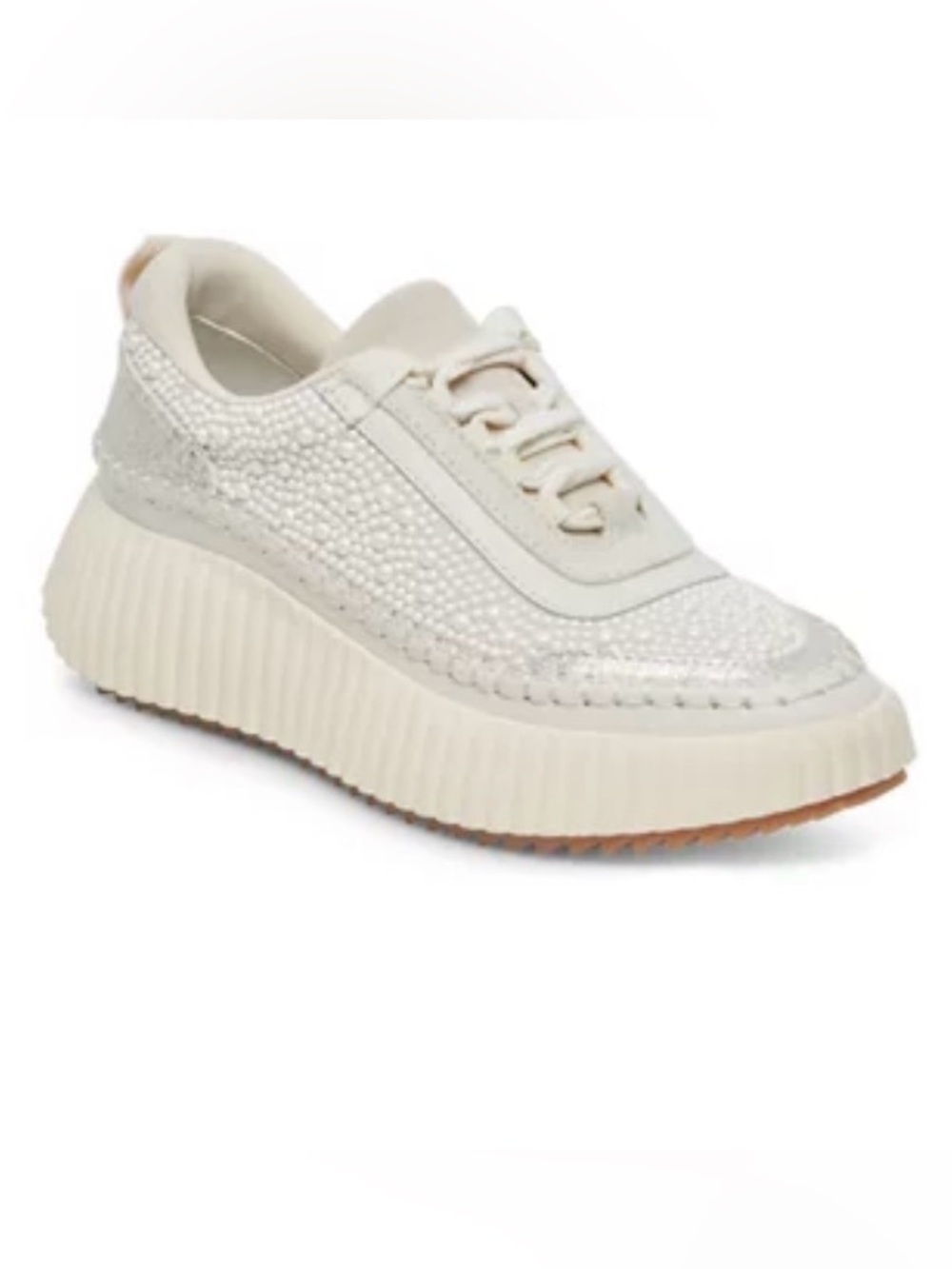 Dolce Vita Ivory Pearl Embellished Platform Sneakers Size 8.5